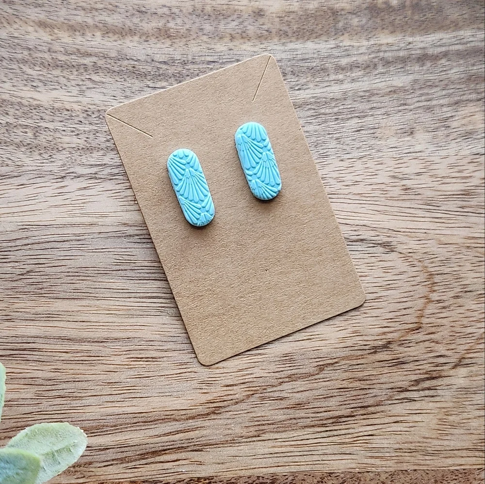 Baby Blue Polymer Clay Textured Studs NWT - Picture 2 of 2